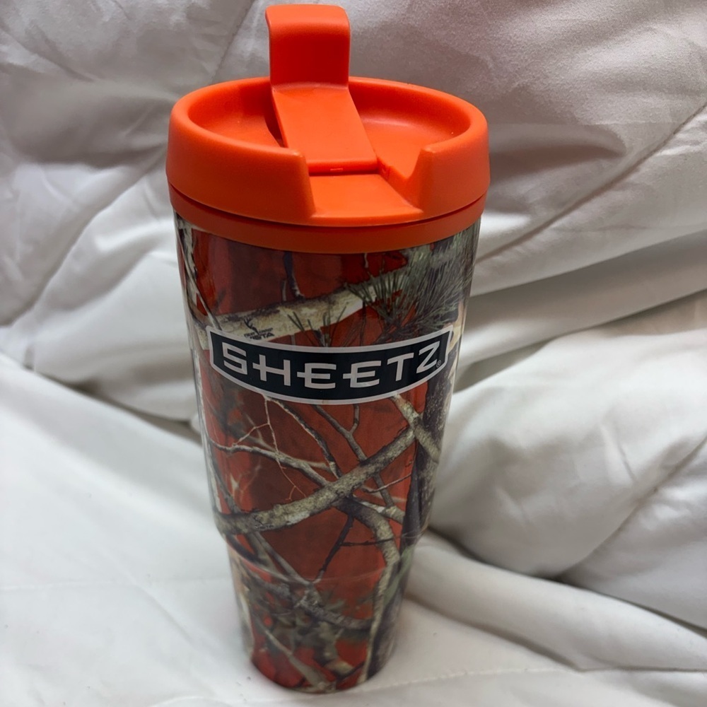 SHEETZ 24 oz ORANGE Camo Caribbean Tumbler WITH LID